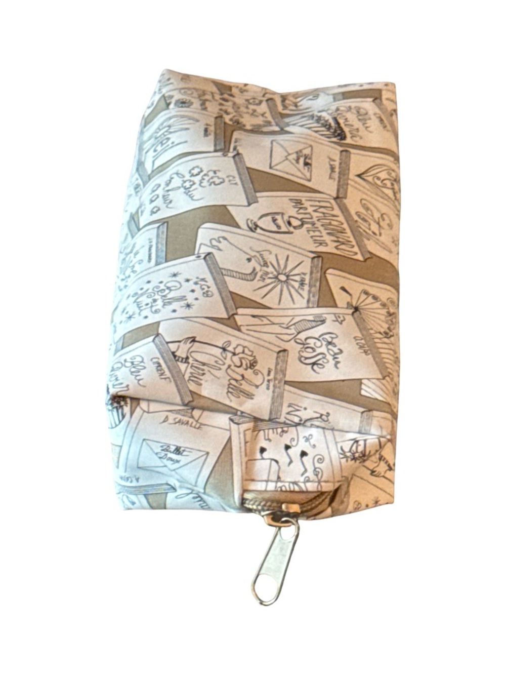 Fragonard Cosmetic Bag in Cream and Tan - Compact Travel Pouch